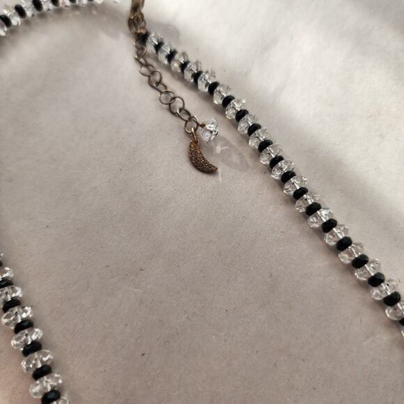 Deb Guyot Sterling Silver Herkimer Diamond Quartz Onyx Choker Necklace 18" - Picture 4 of 12